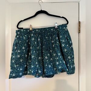 Old Navy Teal Floral Smocked Mini Skirt